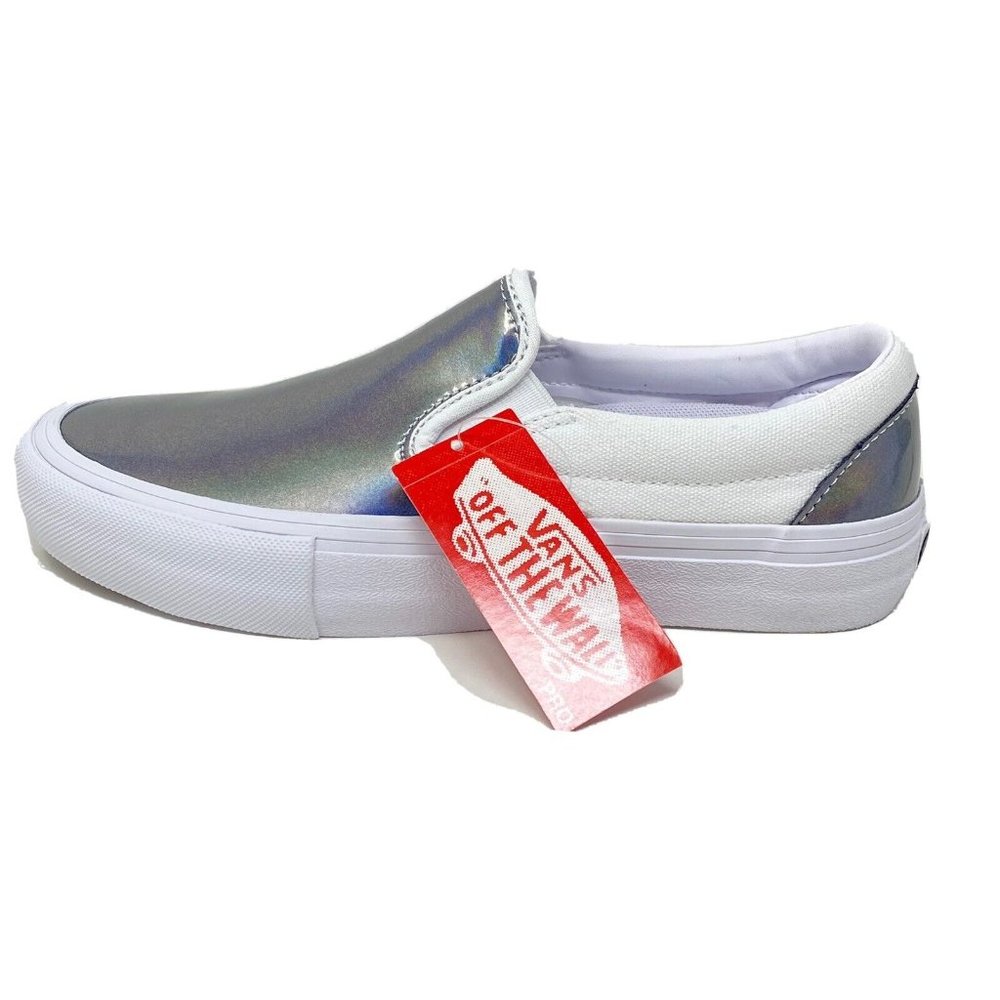 Vans Slip On Pro Iridescent Women's 7 Men's 5.5 Skate Shoes New Black White